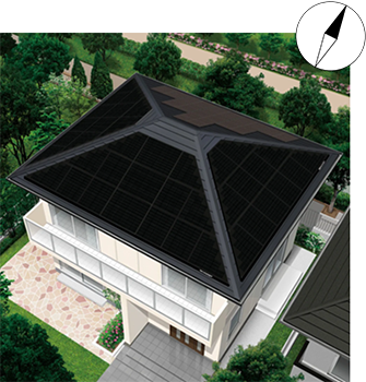 Installation image (hipped roof and north-facing installation)