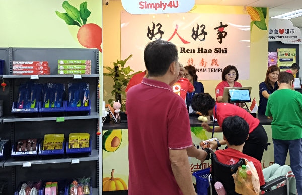 Assisting at the checkout counters